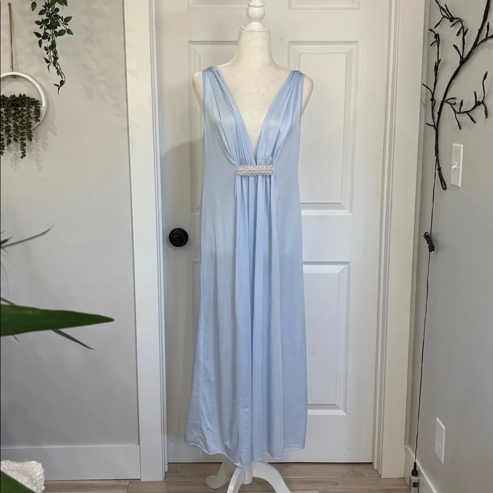 Vintage Union Made Light Blue Nylon Slip Dress - Picture 1 of 5
